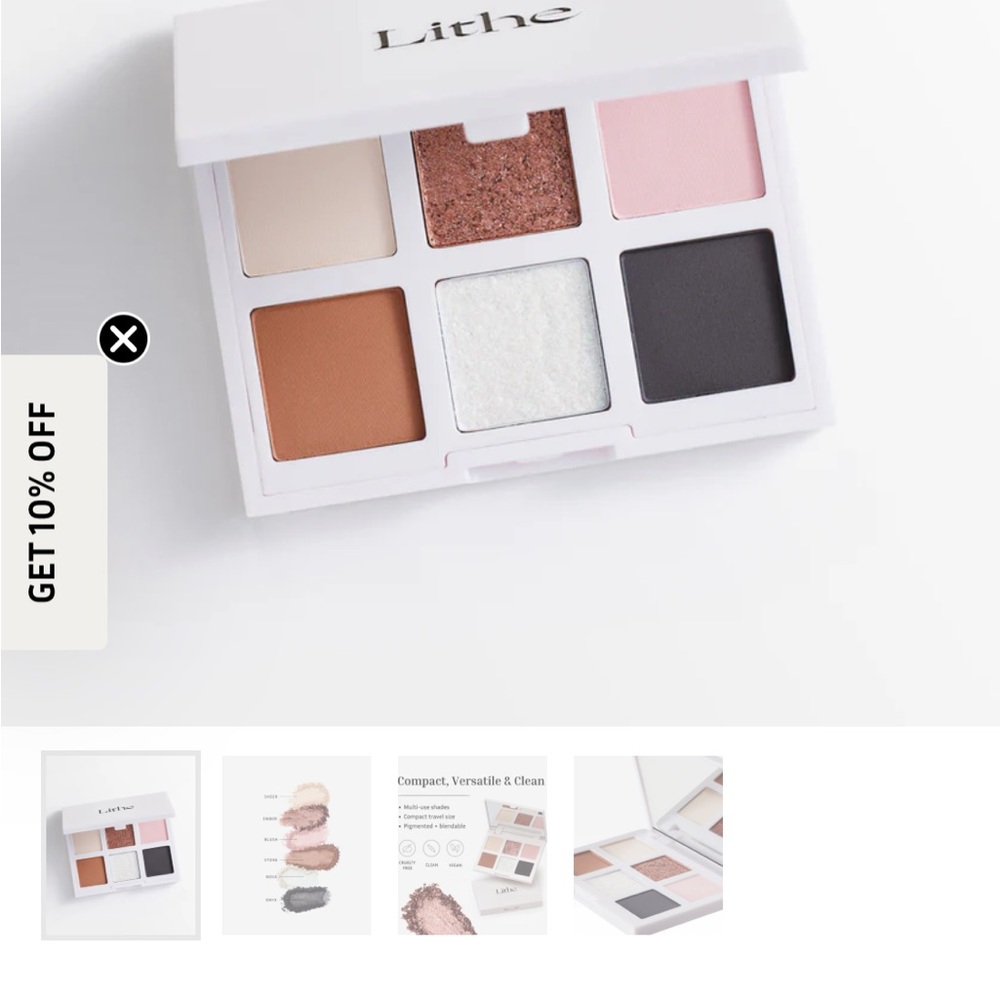 Brand new in Box by Lithe 6-Color Eyeshadow Palette - Pink, Brown, White, Black